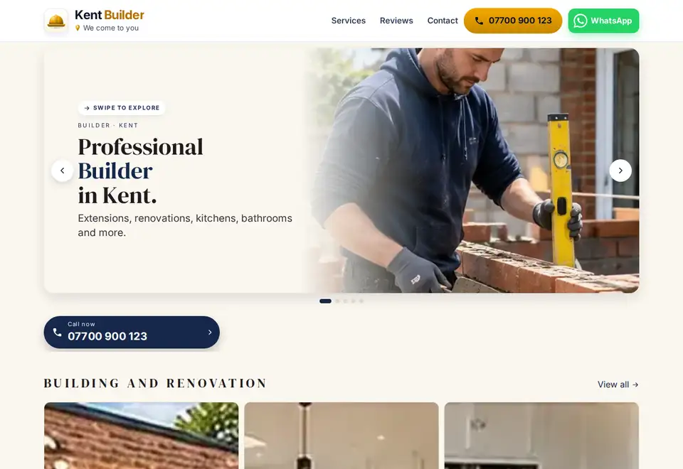 Kent Builder demo website on a computer