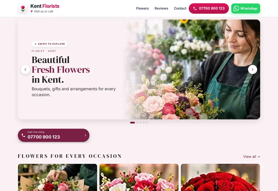 Kent Florists demo website on a computer