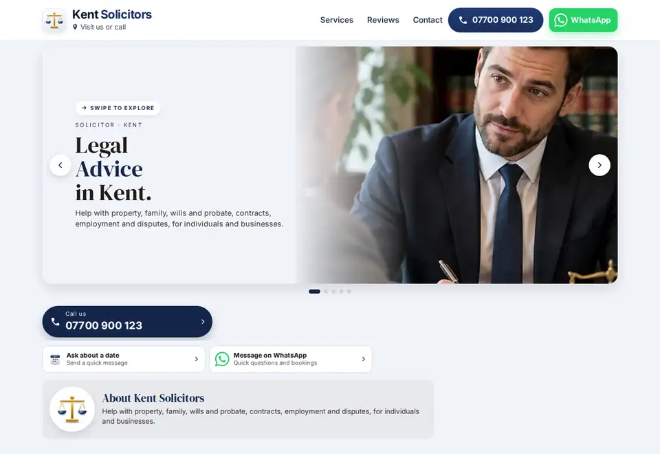 Kent Solicitors demo website on a computer