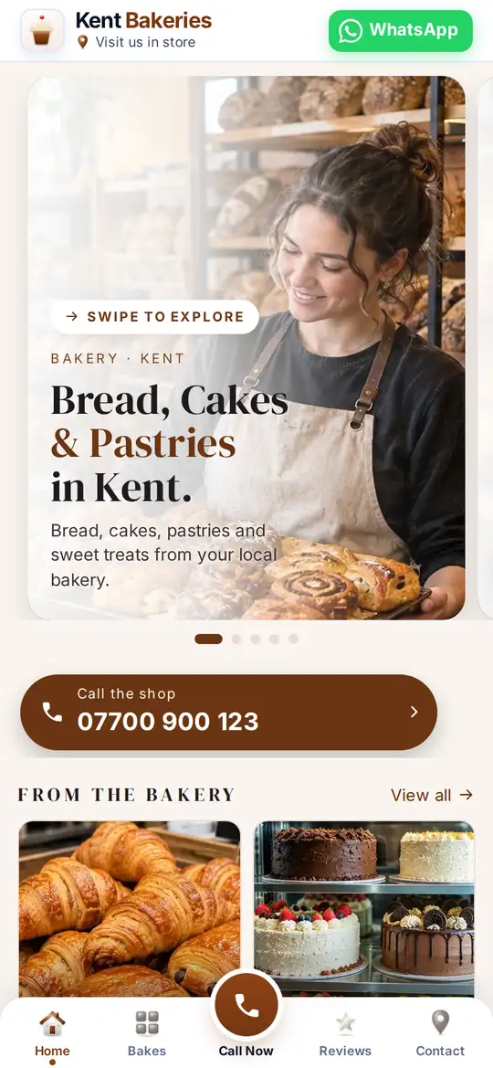 Kent Bakeries demo app on a phone