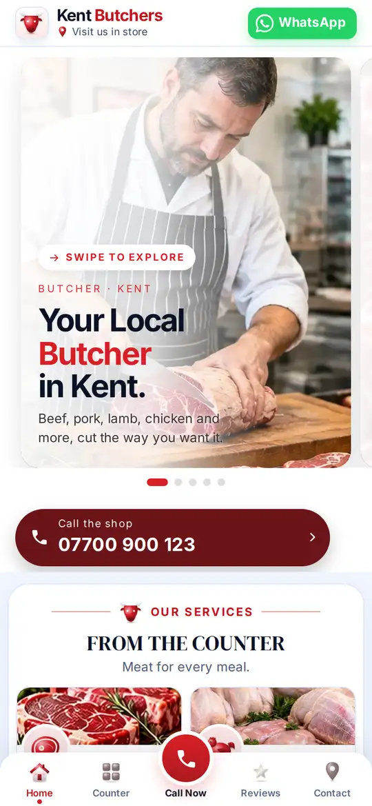 Kent Butchers demo app on a phone
