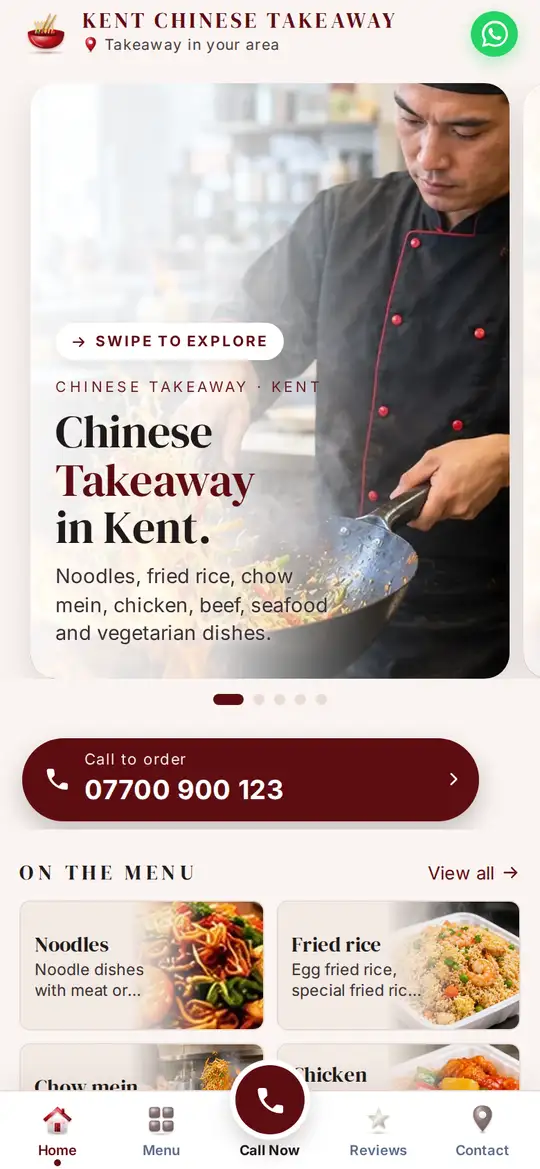 Kent Chinese Takeaway demo app on a phone