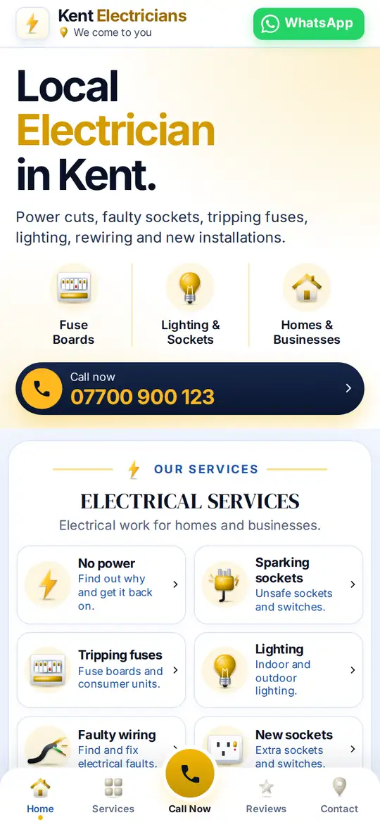 Kent Electricians demo app on a phone