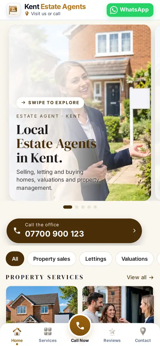 Kent Estate Agents demo app on a phone