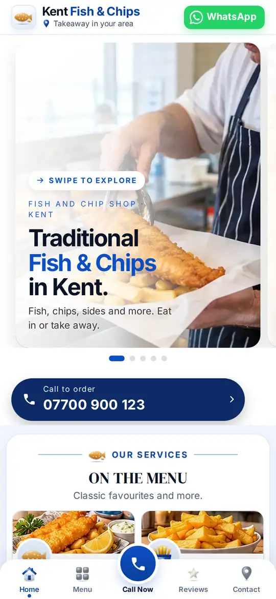 Kent Fish & Chips demo app on a phone