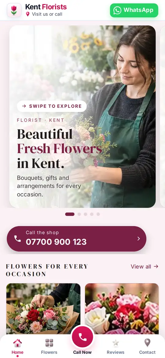 Kent Florists demo app on a phone