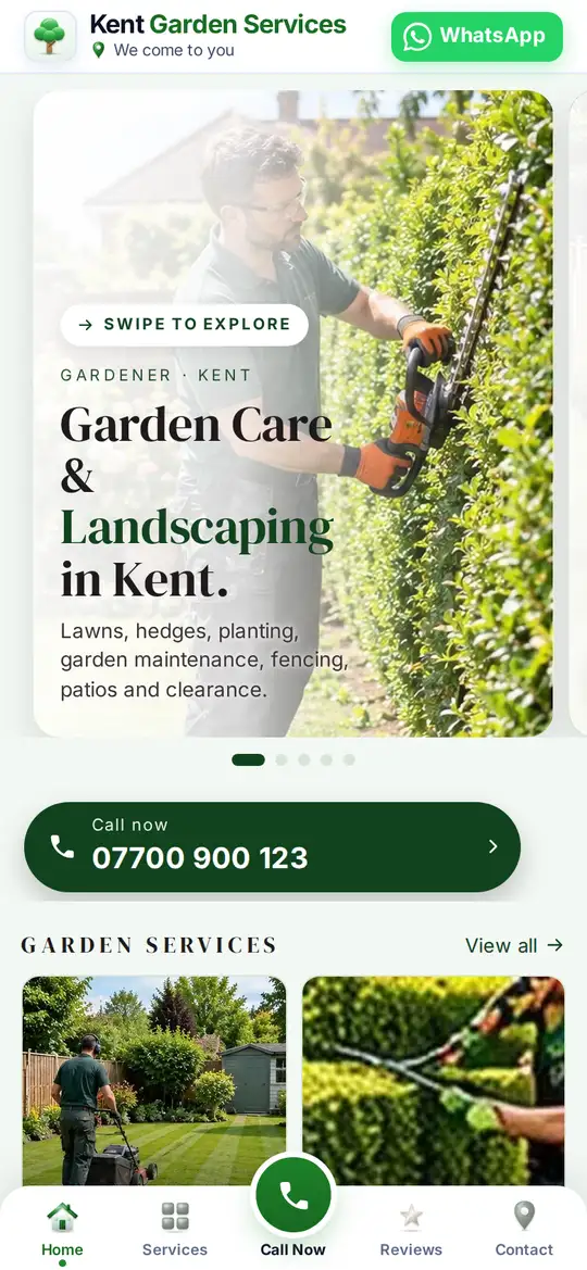 Kent Garden Services demo app on a phone