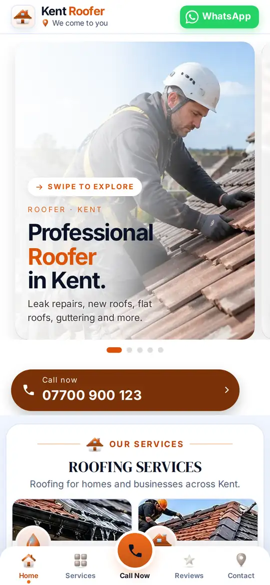Kent Roofer demo app on a phone