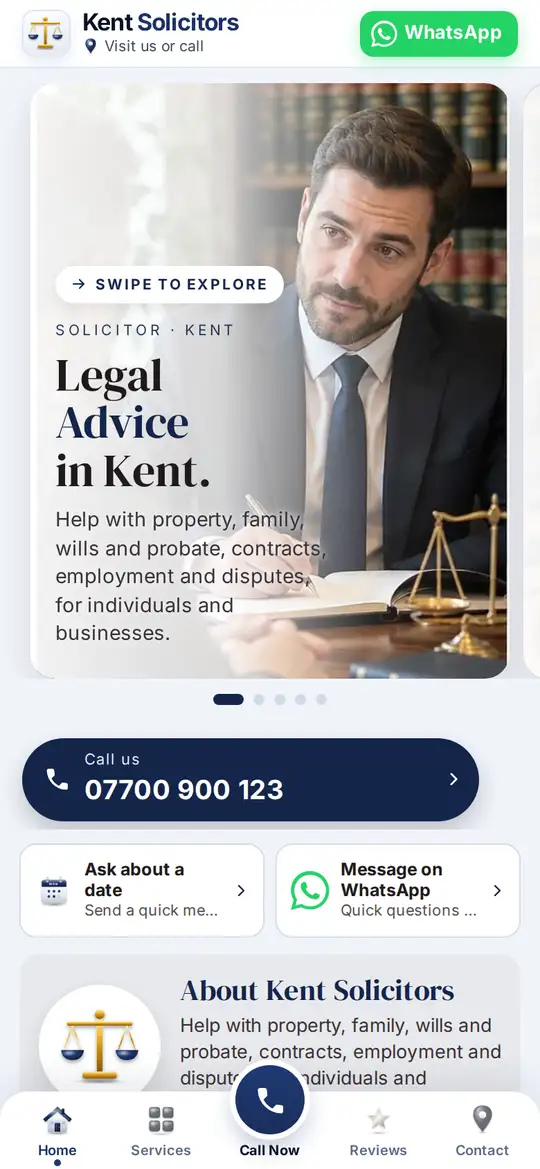 Kent Solicitors demo app on a phone