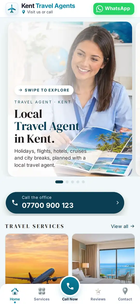 Kent Travel Agents demo app on a phone