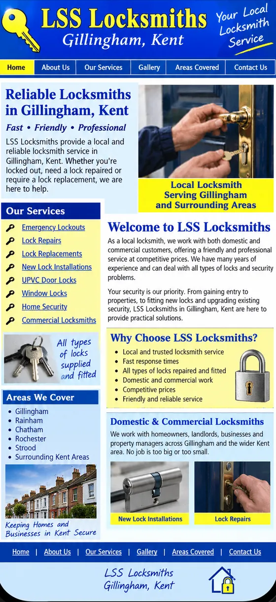 LSS Locksmiths ordinary mobile website (before)